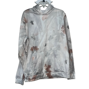 cream cozy Hoodie sweatshirt with brown Leaf Pattern